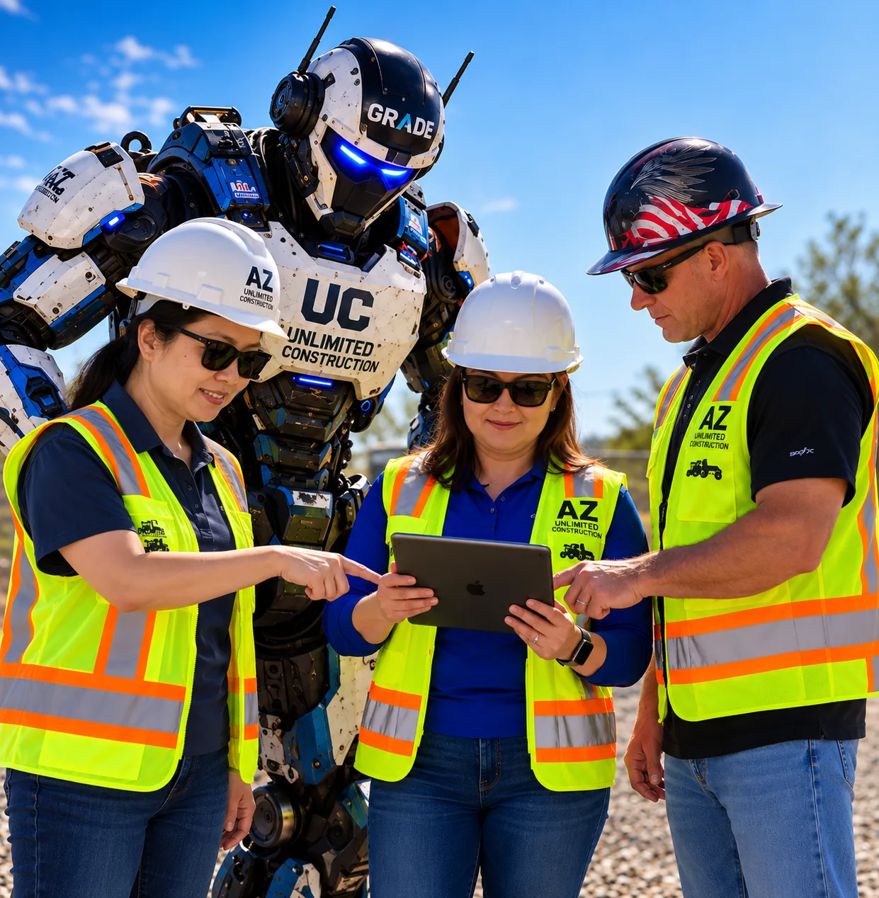 Yuhong, Stephanie, Todd and GRADE reviewing a civil construction plan